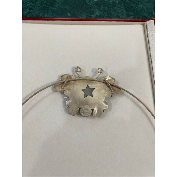 Artisan Sterling Silver Butterfly Necklace Druzy Quartz & Black Onyx – Statement - Picture 3 of 10